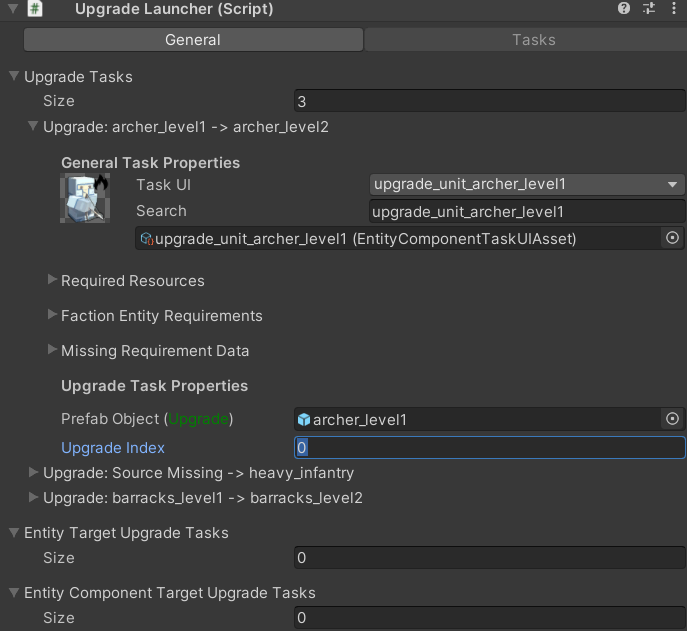 Upgrade Menu Unity Multi-Upgrade Targets Update | Unity RTS Engine Documentation
